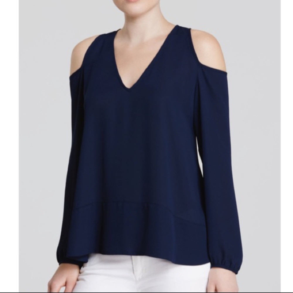 Aqua BLACK Cold Shoulder Long Sleeve Top